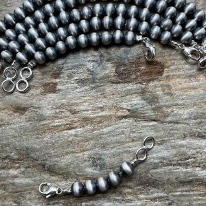 Sterling silver 6 mm Navajo pearls extenders